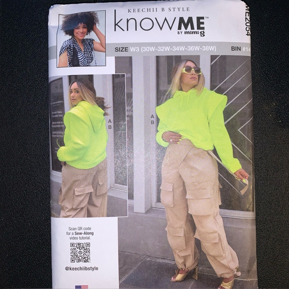 Know Me mimi G ME2054 Sewing Pattern Women Sweatshirt Cargo Pants 30W-38W Plus